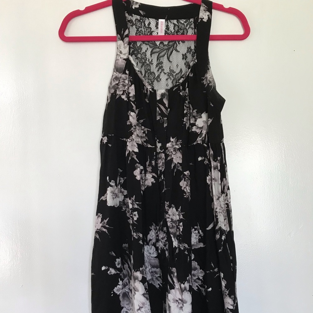 Black floral print dress